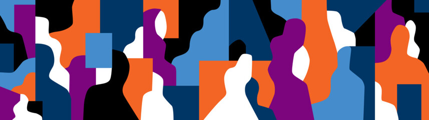  Internet people abstract silhouettes vector multicolor background