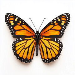 Fototapeta premium Top view of a monarch butterfly with vibrant orange wings