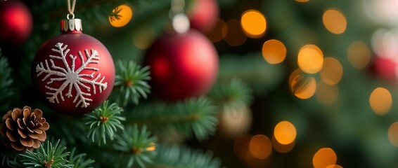 Obraz premium Close-up of a decorated Christmas tree. 