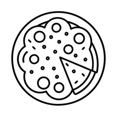 Cartoon Pizza Line Art Vector Illustration - Fun Clipart for Print and Digital Designs

