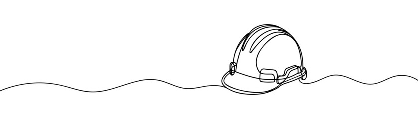 one line drawing of isolated hard hat.