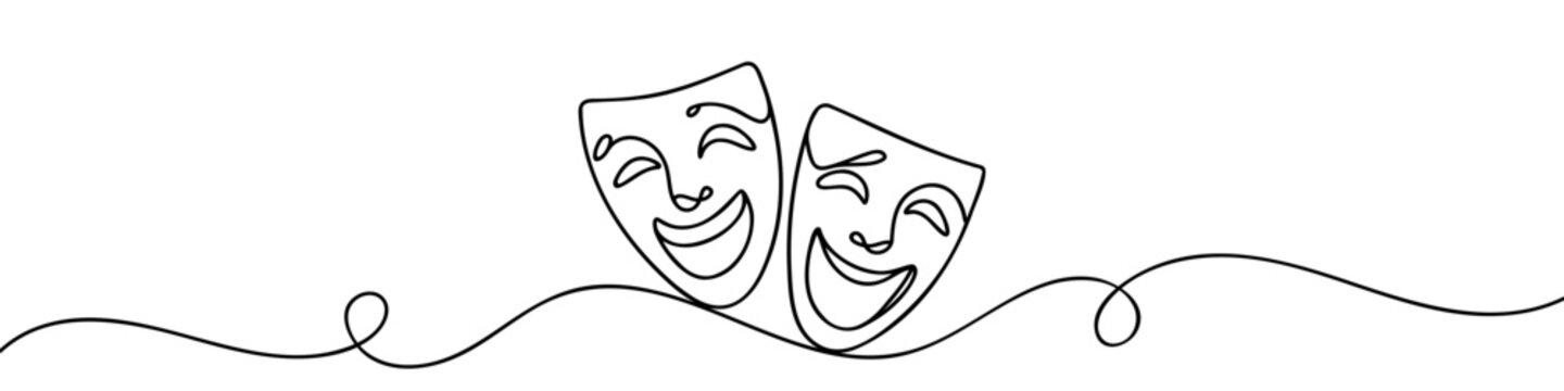 recommend clip art: theater humor smile mask one line continuous line art