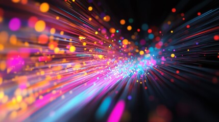 Abstract black background. Featuring a cascade of luminous, ethereal ribbons. Showcasing a fluid and elegant effect. Ideal for artistic visuals and creative design