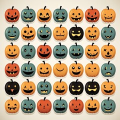 Fototapeta premium Mysterious Creatures and Pumpkins in a Haunted Halloween Night