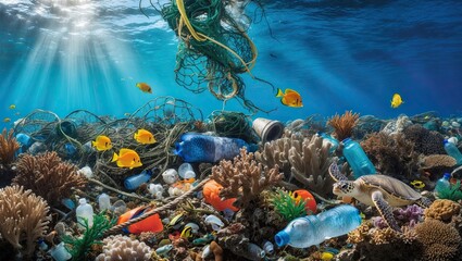 Underwater Pollution Crisis &ndash; Ocean Plastic Waste, Coral Reef Destruction, and Marine Life Endangerment