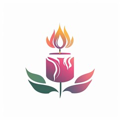A colorful candle shop logo featuring a floral design with a flame, representing warmth and nature