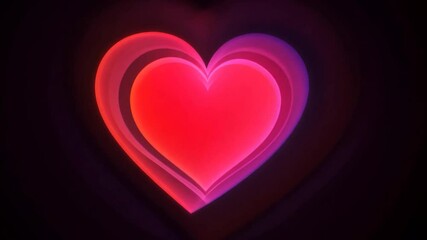 Red heart pulsating, creating colorful waves on a dark background. Ideal for valentine's day, romance, love, weddings, engagements, anniversaries, or any project that needs a touch of love
