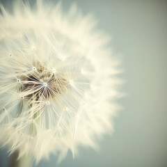 Magnified Perspective of a Plush Dandelion Head with a Soft Green Background