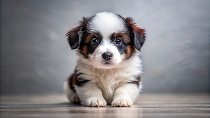 Cute puppy with panda-like markings