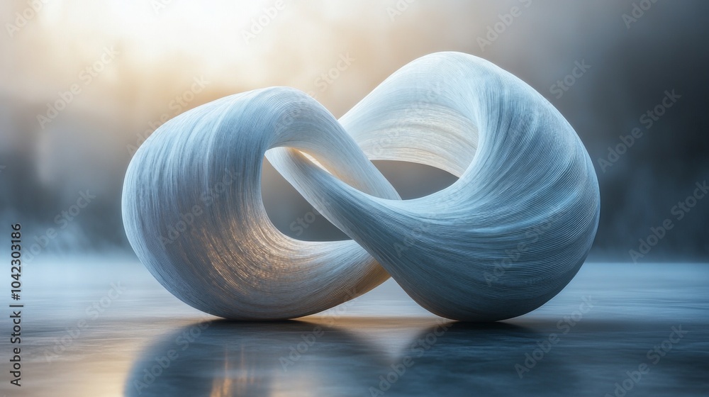Poster the artwork features a white infinity symbol crafted from a lightweight material, perfectly poised o