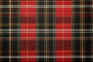 Red and black tartan pattern with green and white stripes creating a classic plaid design ideal for...