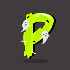 Cartoon Halloween font, evil type, funny scary typeface, spooky monster alphabet letters and numbers. Vector Halloween english abc characters font with Halloween holiday horror ghost, spider and  bone