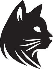 Minimalist Cat Head Silhouette in Vector Illustration on a Clean White Background
