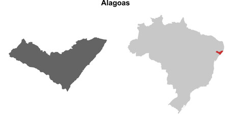Obraz premium Alagoas state blank outline map set