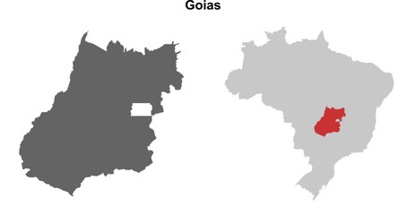 Goias state blank outline map set