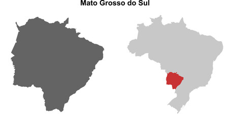 Fototapeta premium Mato Grosso do Sul state blank outline map set
