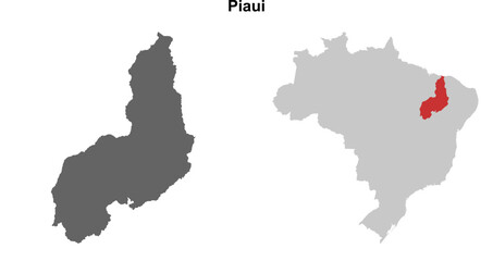 Fototapeta premium Piaui state blank outline map set