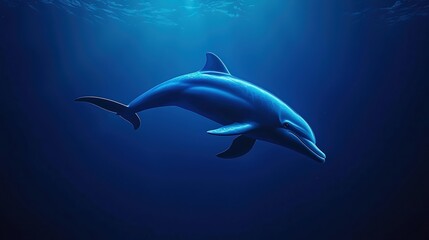 Graceful dolphin swimming in deep blue ocean waters, showcasing beauty and agility.