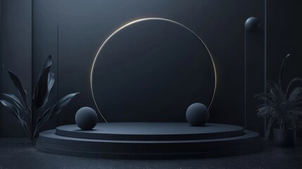 Dark platform elegant product presentation Black Friday concept 3D illustration