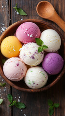 Assorted ice cream balls