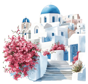 Fototapeta PNG An ancient greek Santorini Cycladic houses santorini art landmark.