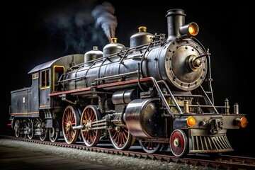 Naklejka premium Dark and mysterious ancient locomotive on a tilted angle