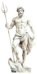 Fototapeta premium PNG An ancient greek Poseidon man art weaponry.