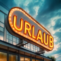 Obraz premium Leuchtreklame mit der Aufschrift URLAUB