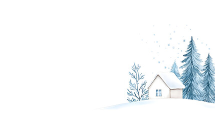 Naklejka premium Charming Cozy Chalet - A Whimsical Christmas Retreat Decorated in Soft Pastel Colors Against a Crisp White Background