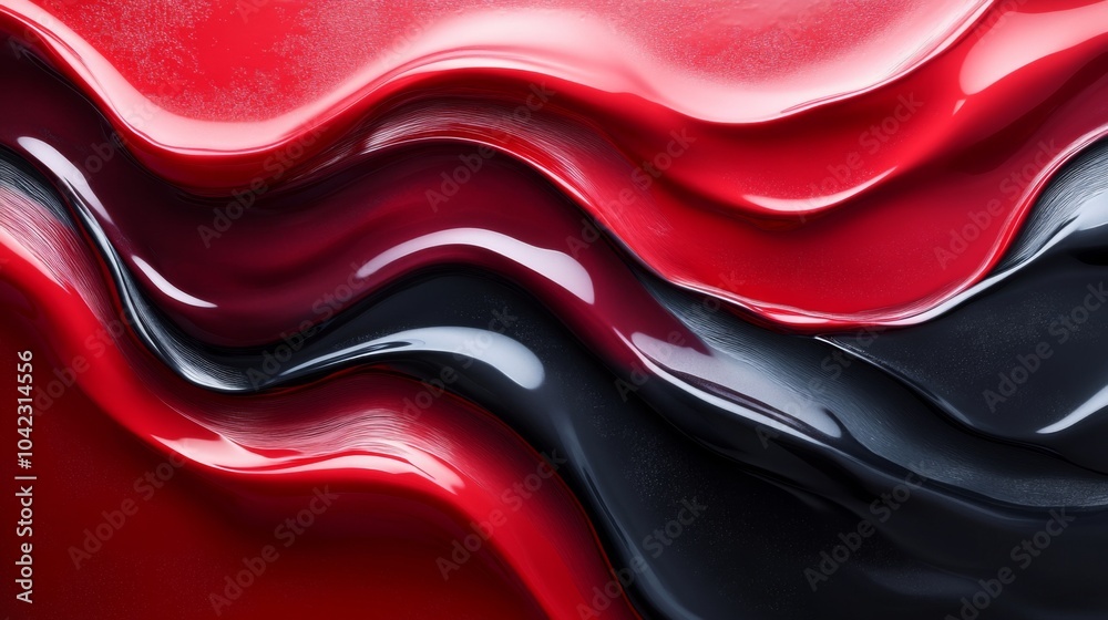 Poster a vibrant composition of red and black paint swirls artistically blends together, demonstrating the 