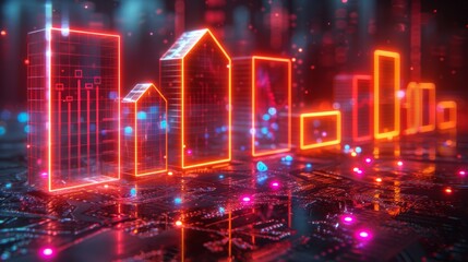 Fototapeta premium Create a collection of neon management symbols, including shimmering organizational