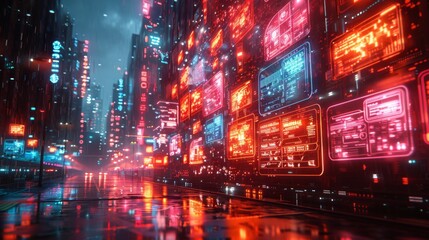 Craft a neon display of political interactions symbols, featuring illuminated