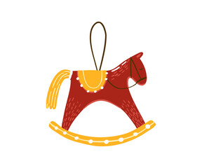 Christmas decoration for the Christmas tree is drawn in a flat style by hand. New Year, Christmas, Holiday.