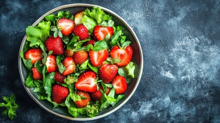 Healthy vegan dish with organic homemade strawberry