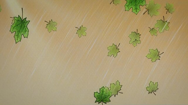 Hand Drawn Sketched Fall Leaves Animated Backdrop