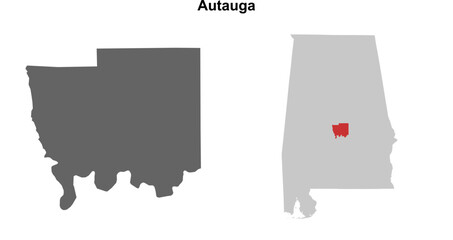 Autauga County (Alabama) blank outline map set