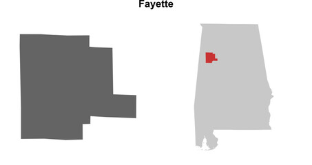 Fayette County (Alabama) blank outline map set