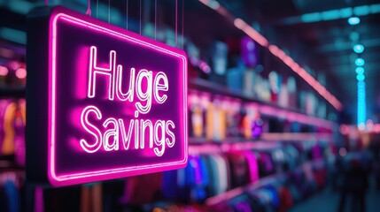 Bold, neon-lit Black Friday promo image with "Huge Savings" text overlays and vibrant, attention-grabbing design