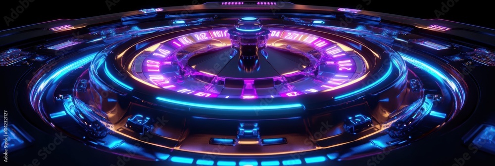 Leinwandbilder a roulette table illuminated with neon numbers draws players’ attention as the game unfolds in an ac