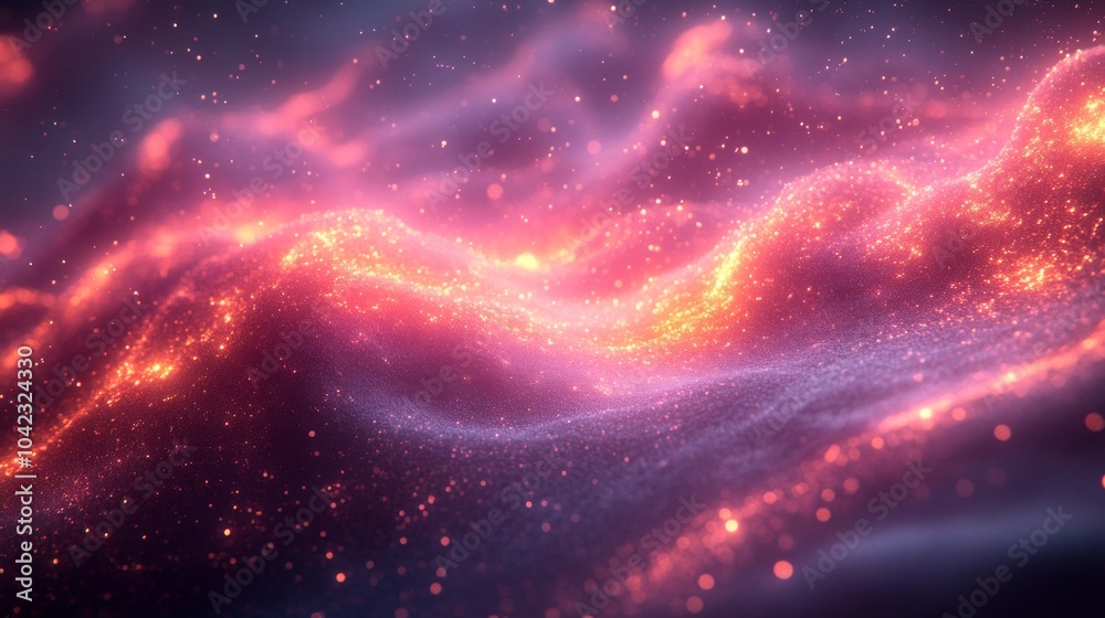 Aufkleber bright cosmic waves filled with vibrant colors and sparkling particles move gracefully through the e