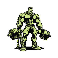 Massive Bodybuilder Weightlifting Art - Strength and Fitness Design
