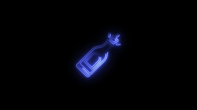 Glowing neon line Tequila bottle icon isolated on black background.