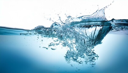 Water filling the frame, splashing water, isolated on a white background
