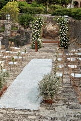 stone wall with flowers