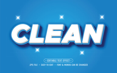 Bold 3D clean text effect on blue background