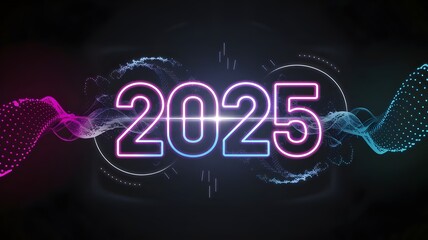 Neon Waves Futuristic Design 2025 Digital Background Art 