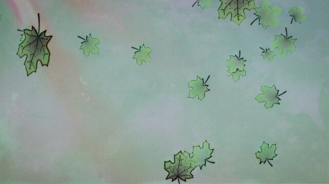 Watercolor Painted Spring Leaves Animated Backdrop