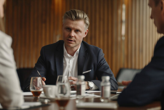 Personal financial advisor in the boardroom meeting with clients