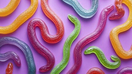 Fototapeta premium Colorful Gelatin Sweets and Gummy Candies on a White Background