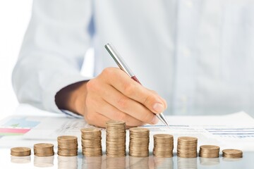 Set of coins. Save money and financial concept.